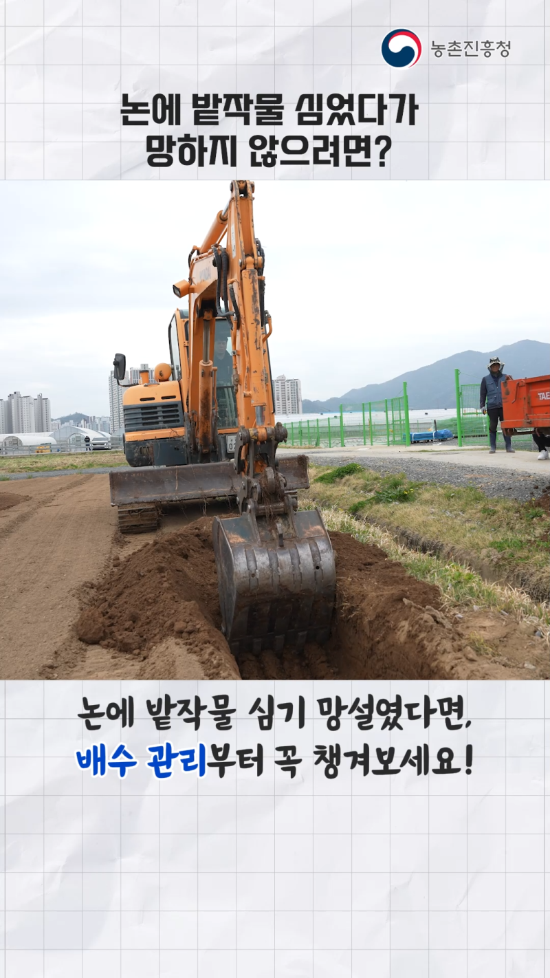 논 밭작물 재배 배수 관리 기술 썸네일 이미지
