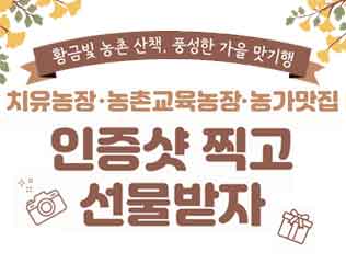 황금빛 농촌산책, 풍성한 가을 맛기행 치유농장·농촌교육농장·농가맛집 인증샷 찍고 선물받자