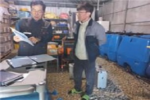 잎들깨 생육불량 원인규명 현장 기술지원 광경(수질, 양액 공급상태 등)